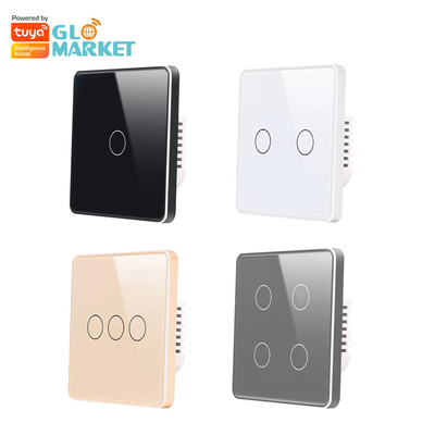 Glomarket Smart EU/UK 1-4Gang Wall Switch WIFI/Zigbee Panel de vidro Light Switch Tuya Smart Switch com Google Alexa