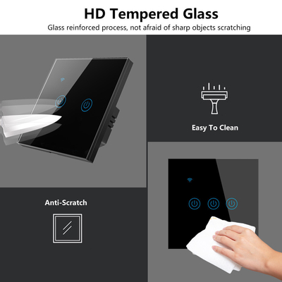 Glomarket UE 1/2/3/4 Gang Tuya Smart Switch Light Alexa Voice Control Touch Glass Wall Wireless Wi-Fi Switch Elétrico