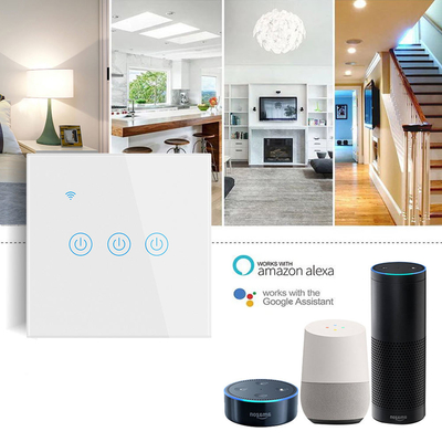 Glomarket UE 1/2/3/4 Gang Tuya Smart Switch Light Alexa Voice Control Touch Glass Wall Wireless Wi-Fi Switch Elétrico