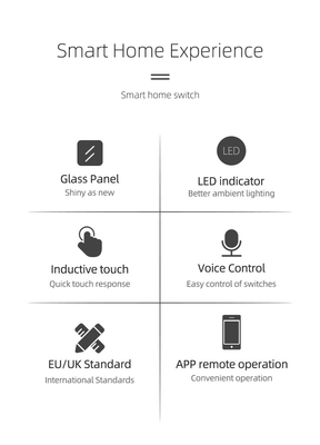 Glomarket UE 1/2/3/4 Gang Tuya Smart Switch Light Alexa Voice Control Touch Glass Wall Wireless Wi-Fi Switch Elétrico