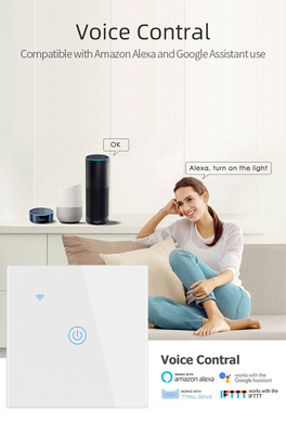 Glomarket UE 1/2/3/4 Gang Tuya Smart Switch Light Alexa Voice Control Touch Glass Wall Wireless Wi-Fi Switch Elétrico