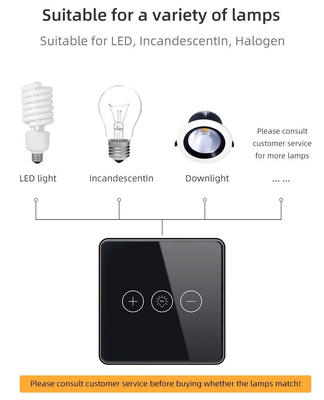 Luz sem fio de Wi-Fi do redutor do interruptor de Crystal Panel Touch Wall Smart do vidro do interruptor esperto de Glomarket Tuya Wifi para o Smart Home