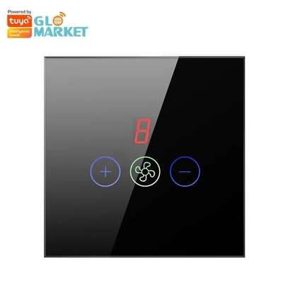 Glomarket Tuya Smart Wifi Switch de ventilador de teto Eu Standard Glass Touch Wall App Remote Control Switch de velocidade do ventilador elétrico