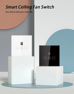 Glomarket Tuya Smart Wifi Switch de ventilador de teto Eu Standard Glass Touch Wall App Remote Control Switch de velocidade do ventilador elétrico