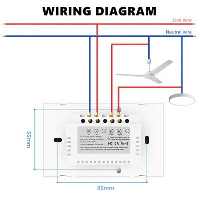 Glomarket Tuya Wifi Fans Light Switch Touch 3 In 1 Switch 5 Speed Adjustment Ceiling Fan Switch Para Alexa Google Home