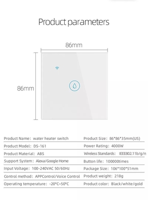 Glomarket Smart Home Remote Voice Control Painel táctil Switch aquecedor de água Tuya Wireless Wifi Boiler Switch