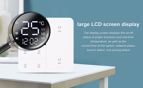 Glomarket Tuya Wifi Smart Wall Light Switch 1/2/3 Gang Support Voice/app/touch Control com tela de exibição de temperatura