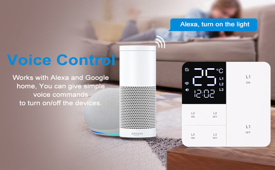 Glomarket Tuya Wifi Smart Wall Light Switch 1/2/3 Gang Support Voice/app/touch Control com tela de exibição de temperatura