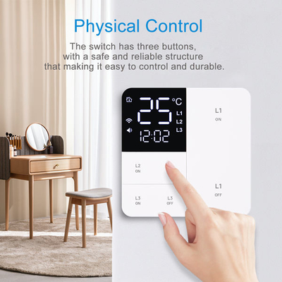 Glomarket Tuya Wifi Smart Wall Light Switch 1/2/3 Gang Support Voice/app/touch Control com tela de exibição de temperatura
