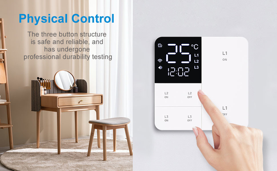 Glomarket Tuya Wifi Smart Wall Light Switch 1/2/3 Gang Support Voice/app/touch Control com tela de exibição de temperatura
