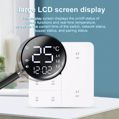 Glomarket Tuya Wifi Smart Wall Light Switch 1/2/3 Gang Support Voice/app/touch Control com tela de exibição de temperatura