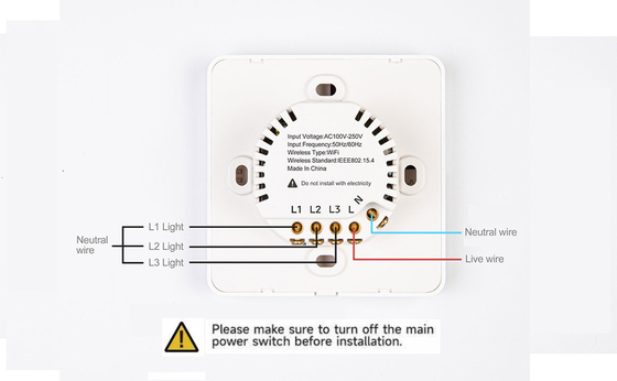 Glomarket Tuya Wifi Smart Wall Light Switch 1/2/3 Gang Support Voice/app/touch Control com tela de exibição de temperatura