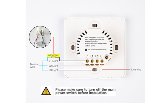 Glomarket Tuya Wifi Smart Wall Light Switch 1/2/3 Gang Support Voice/app/touch Control com tela de exibição de temperatura