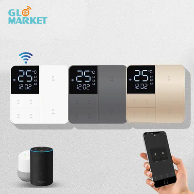 Glomarket Tuya Wifi Smart Wall Light Switch 1/2/3 Gang Support Voice/app/touch Control com tela de exibição de temperatura