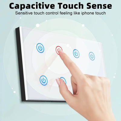 Glomarket Smart Home 8 Gang Wall Switch US Standard Tuya Voice APP Controle remoto sem fio Switch de luz de toque de parede