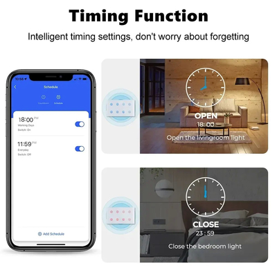 Glomarket Smart Home 8 Gang Wall Switch US Standard Tuya Voice APP Controle remoto sem fio Switch de luz de toque de parede