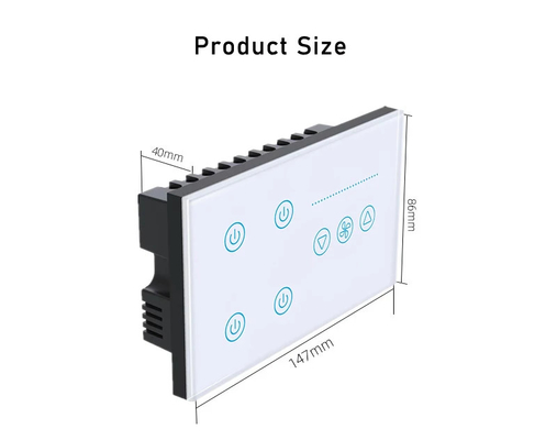 Glomarket Tuya Smart Touch Switch de parede Painel de vidro Luz Elétrica E Ventilador Switch Smart Life Controle de voz Alexa