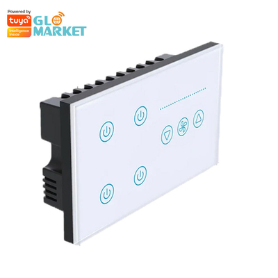 Glomarket Tuya Smart Touch Switch de parede Painel de vidro Luz Elétrica E Ventilador Switch Smart Life Controle de voz Alexa