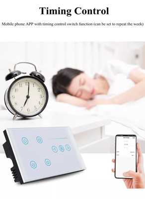 Glomarket Tuya Smart Touch Switch de parede Painel de vidro Luz Elétrica E Ventilador Switch Smart Life Controle de voz Alexa
