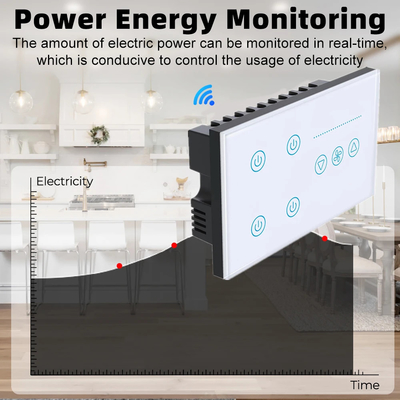 Glomarket Tuya Smart Touch Switch de parede Painel de vidro Luz Elétrica E Ventilador Switch Smart Life Controle de voz Alexa
