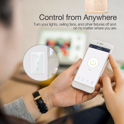 Glomarket Produtos de novo design Tuya Smart Wifi Wall Switch Us Painel de toque de vidro padrão Switch de luz Suporte de controle remoto de aplicativo