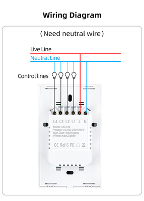Glomarket Produtos de novo design Tuya Smart Wifi Wall Switch Us Painel de toque de vidro padrão Switch de luz Suporte de controle remoto de aplicativo