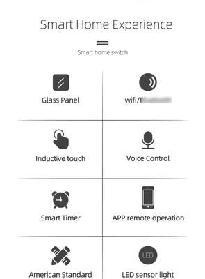 Glomarket Produtos de novo design Tuya Smart Wifi Wall Switch Us Painel de toque de vidro padrão Switch de luz Suporte de controle remoto de aplicativo