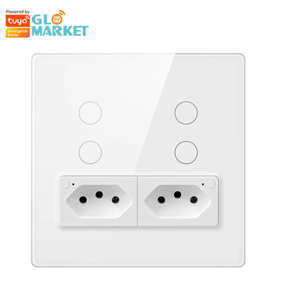 Glomarket Smart Wifi Brasil Padrão Smart Home Tuya Smart 4 Gang Switch And Socket Wifi Smart Socket de Parede Trabalhar com Alexa