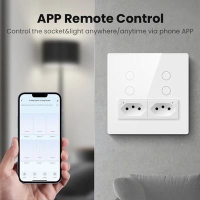 Glomarket Smart Wifi Brasil Padrão Smart Home Tuya Smart 4 Gang Switch And Socket Wifi Smart Socket de Parede Trabalhar com Alexa