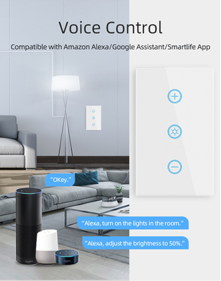 Glomarket US Standard Dimmer Switch Wireless Switch Elétrico Smart Switch Inteligente Mural Dimmer Switch Luz Smart Home Automatização