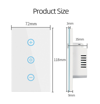 Glomarket US Standard Dimmer Switch Wireless Switch Elétrico Smart Switch Inteligente Mural Dimmer Switch Luz Smart Home Automatização