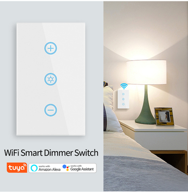 Glomarket US Standard Dimmer Switch Wireless Switch Elétrico Smart Switch Inteligente Mural Dimmer Switch Luz Smart Home Automatização