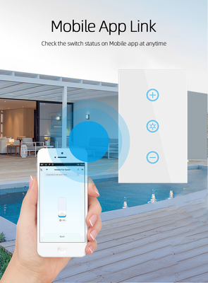Glomarket US Standard Dimmer Switch Wireless Switch Elétrico Smart Switch Inteligente Mural Dimmer Switch Luz Smart Home Automatização