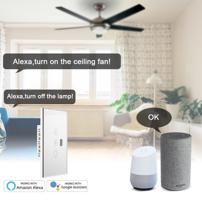 Glomarket Tuya Wifi Smart Fan Switch Tuya Smart Switch Ventilador de velocidade Luz ligada e desligada Controlo de voz
