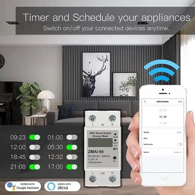 Glomarket Wifi Tuya/Smart Life App Controle remoto protetor de circuito inteligente dispositivo de relevo interruptor interruptor medidor de energia