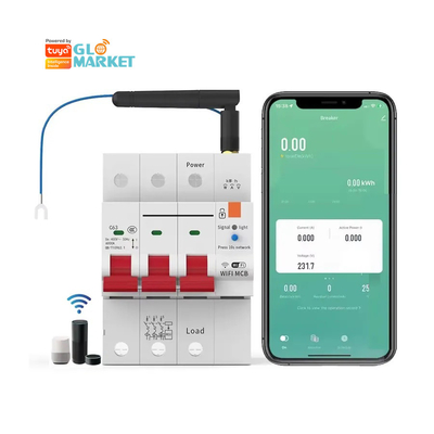 Glomarket Interruptor de circuito Wifi Smart Switch Tuya Smart 1p 2p 3p 4p Sistema doméstico inteligente Circuito elétrico 4P MCB Interruptor inteligente