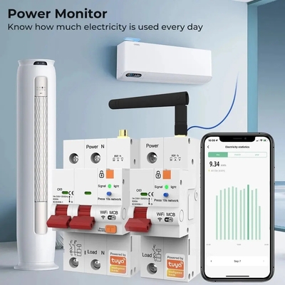 Glomarket Interruptor de circuito Wifi Smart Switch Tuya Smart 1p 2p 3p 4p Sistema doméstico inteligente Circuito elétrico 4P MCB Interruptor inteligente