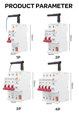 Glomarket Interruptor de circuito Wifi Smart Switch Tuya Smart 1p 2p 3p 4p Sistema doméstico inteligente Circuito elétrico 4P MCB Interruptor inteligente