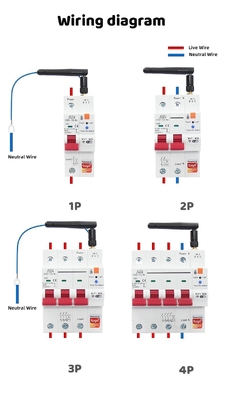 Glomarket Interruptor de circuito Wifi Smart Switch Tuya Smart 1p 2p 3p 4p Sistema doméstico inteligente Circuito elétrico 4P MCB Interruptor inteligente