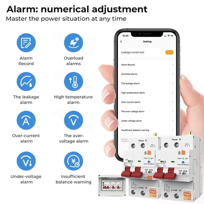 Glomarket Interruptor de circuito Wifi Smart Switch Tuya Smart 1p 2p 3p 4p Sistema doméstico inteligente Circuito elétrico 4P MCB Interruptor inteligente