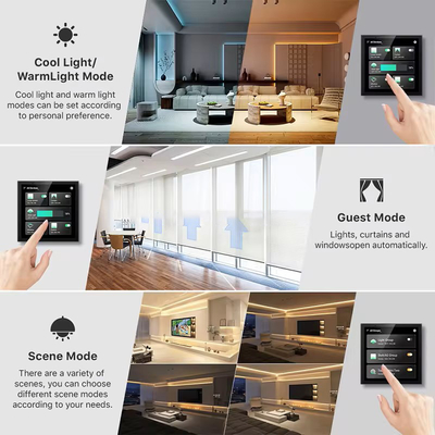 Glomarket Painel de controle de casa inteligente tela sensível ao toque 4 polegadas Wi-Fi multifuncional sistema de música de fundo Tuya Zigbee Gateway