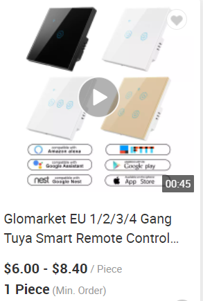 Glomarket Painel de toque de vidro Tuya Wifi Bulb Wireless Remote Ajustável Luz Dimmer Toque Smart Switch Para lâmpadas 6